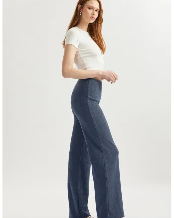 Pantaloni uni relaxed fit, Albastru inchis