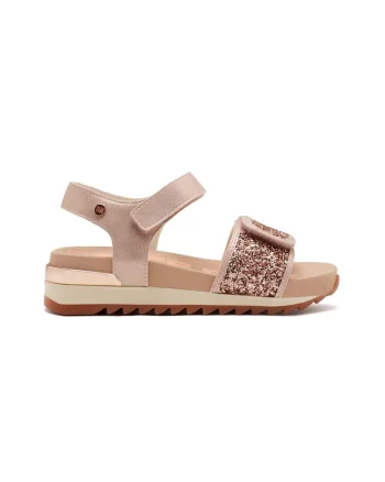 Sandale din piele ecologica cu garnitura stralucitoare Stow, Auriu rose
