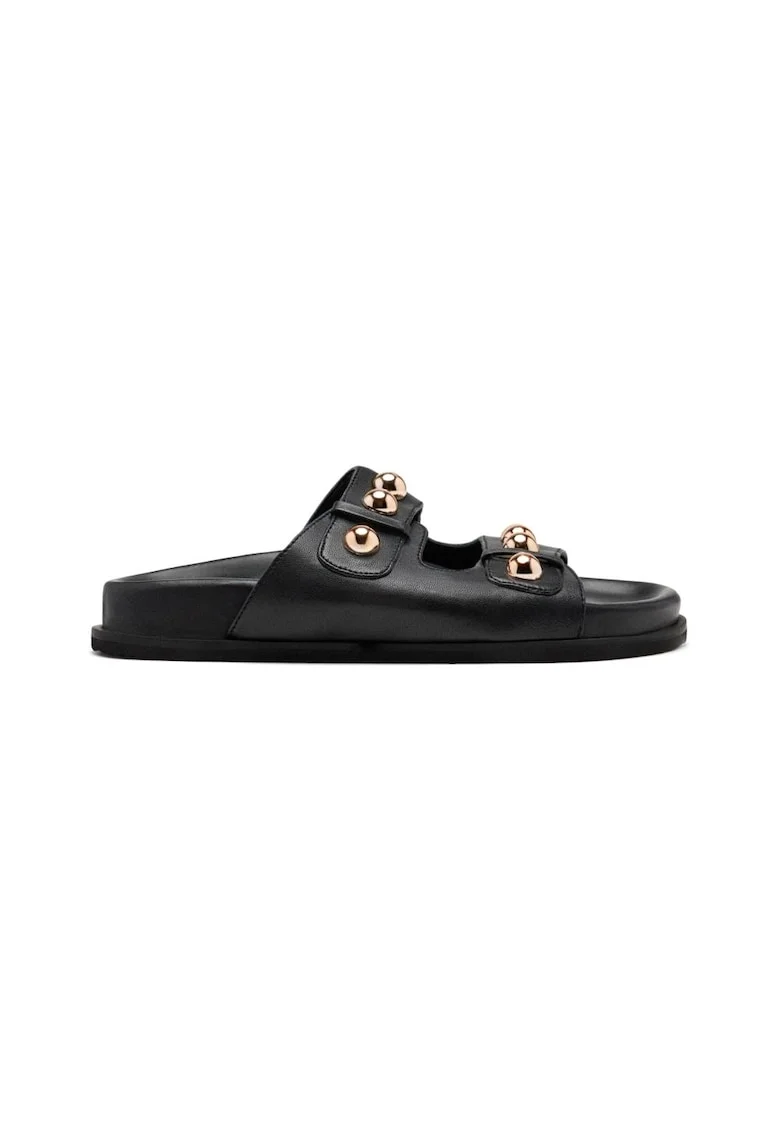 Papuci din piele cu tinte Wrentham, Negru