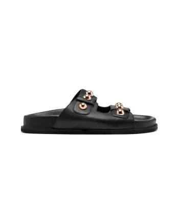 Papuci din piele cu tinte Wrentham, Negru