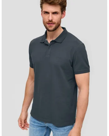 - Tricou polo din bumbac pique, Gri carbune