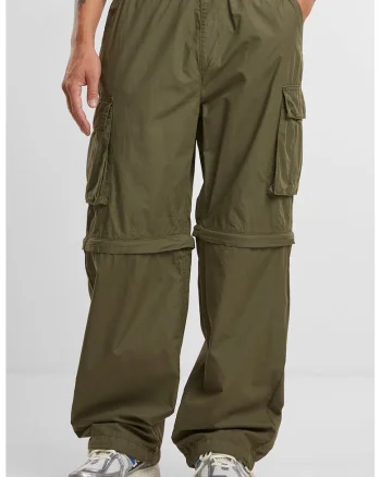 Pantaloni cargo baggy cu fermoar, Verde feriga