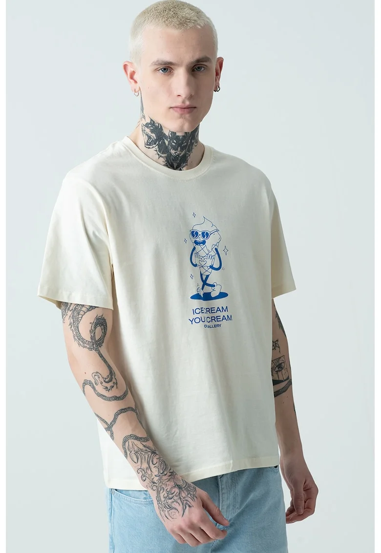 Tricou cu imprimeu grafic Jorunoexpect, Albastru royal/Crem