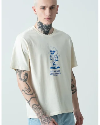 Tricou cu imprimeu grafic Jorunoexpect, Albastru royal/Crem