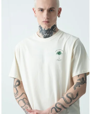 Tricou cu imprimeu pe partea din spate Valley, Verde englez/Crem