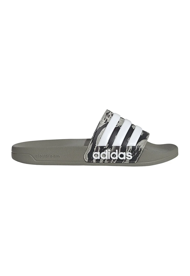 Papuci cu logo Adilette, Alb/Grej