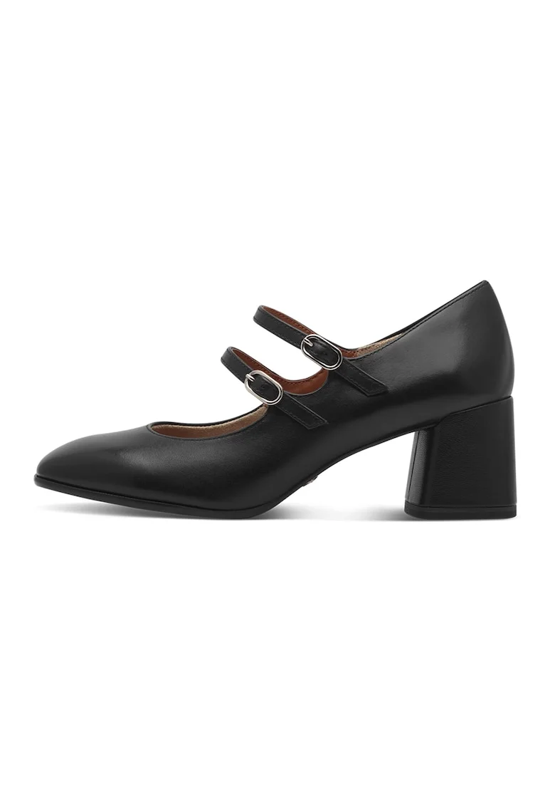 Pantofi de piele cu toc masiv, Negru
