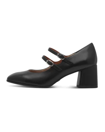 Pantofi de piele cu toc masiv, Negru