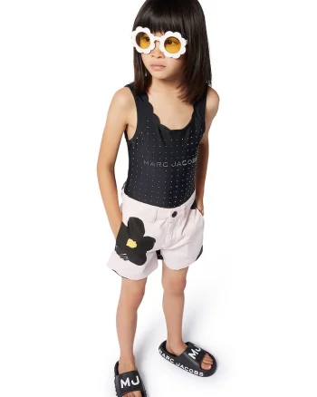 Costum de baie intreg cu imprimeu logo, Negru stins
