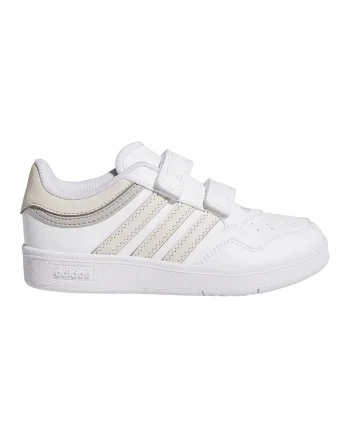 Pantofi sport de piele ecologica cu velcro Hoops 4.0, Alb/Alb murdar