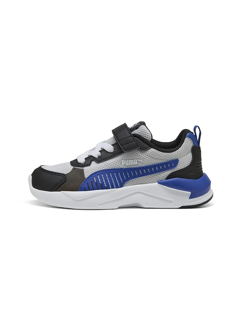 Pantofi sport din material textil si piele ecologica cu inchidere velcro X-Ray 3, Negru/Gri deschis/Albastru royal