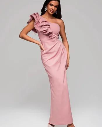 Rochie de seara Maxi LACRICA LA-OM-DLR005, Roz deschis
