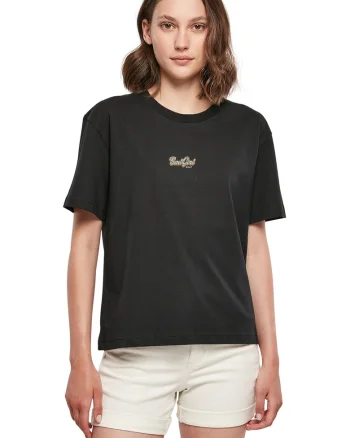 Tricou cu imprimeu pe partea din spate, Negru stins/Maro deschis