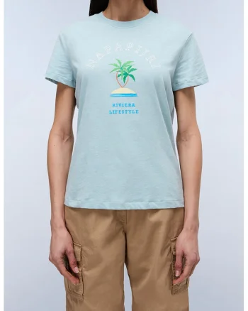 Tricou din bumbac cu imprimeu grafic, Albastru deschis