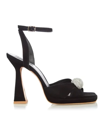 Sandale de piele cu varf patrat Luna, Negru
