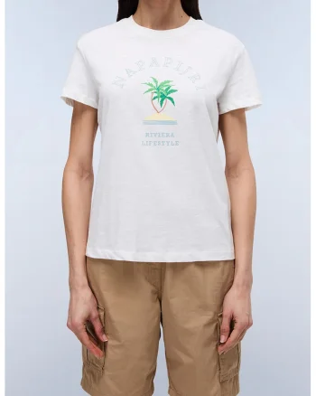 Tricou din bumbac cu imprimeu grafic, Alb/Verde