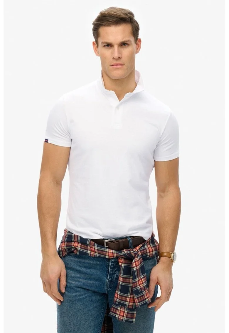 Tricou regular fit cu guler polo, Alb optic