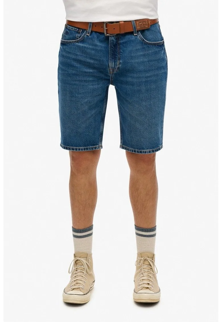 Blugi scurti cu model cu 5 buzunare, Albastru lavanda