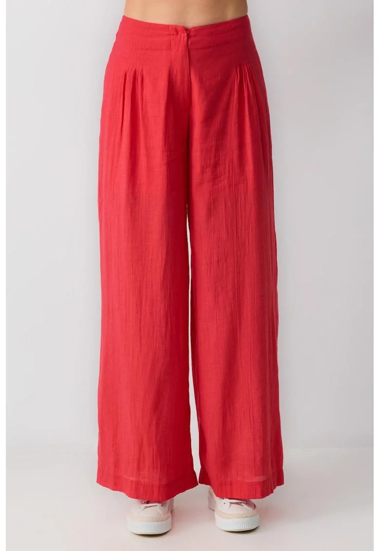 Pantaloni evazati cu talie inalta, Coral