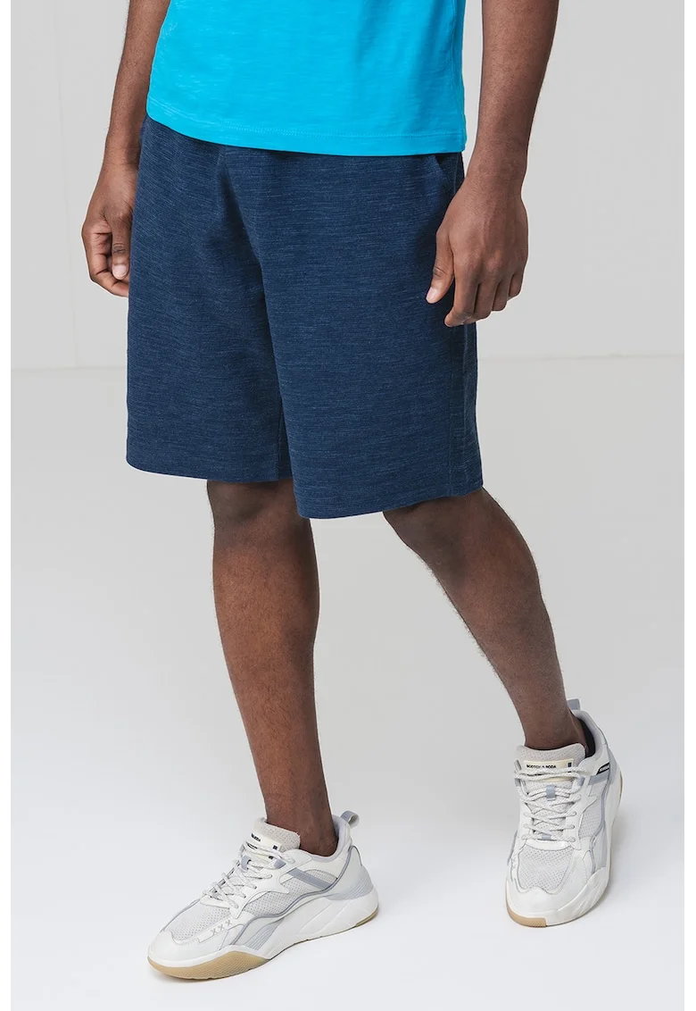 Pantaloni scurti din amestec de bumbac cu talie ajustabila, Bleumarin