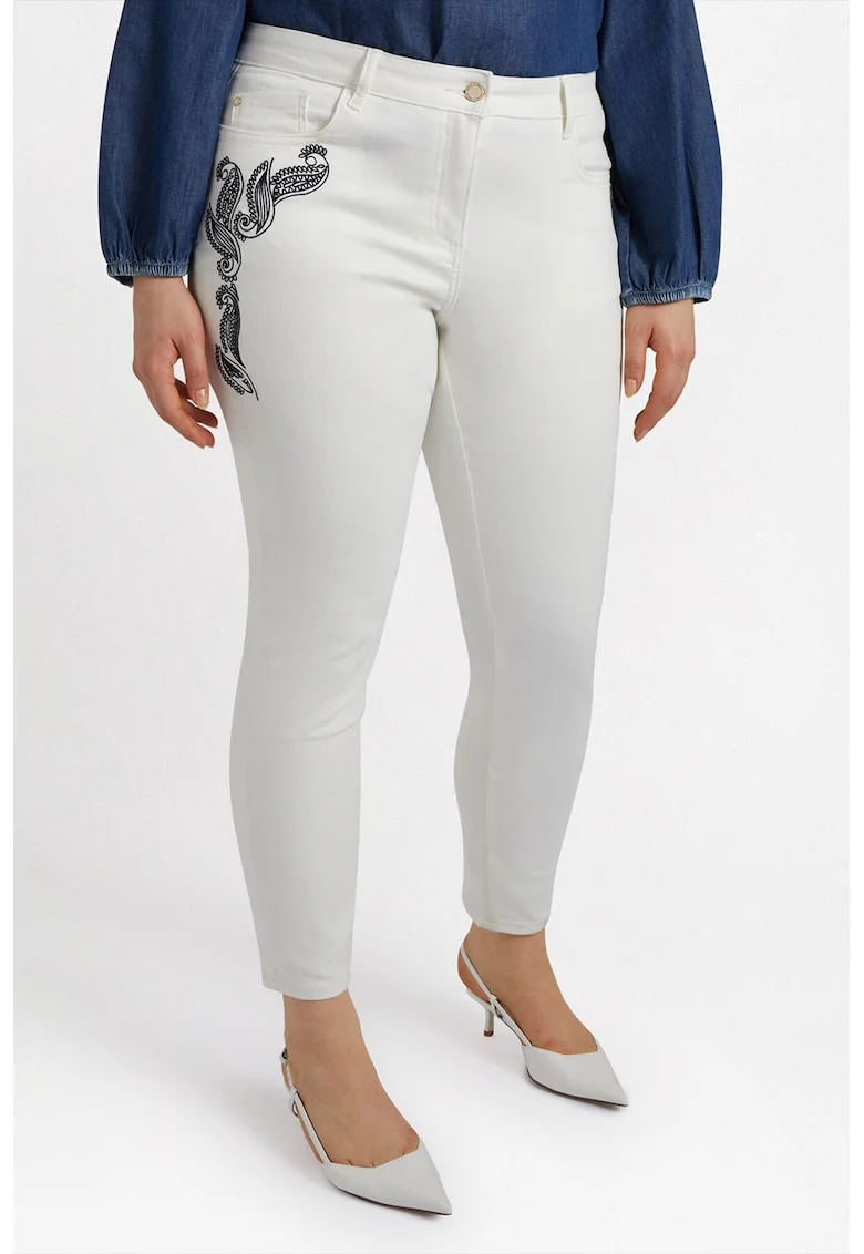 Blugi lungi cu croiala slim-fit, Alb optic