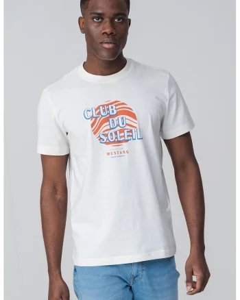 Tricou de bumbac cu imprimeu Austin, Portocaliu/Alb murdar