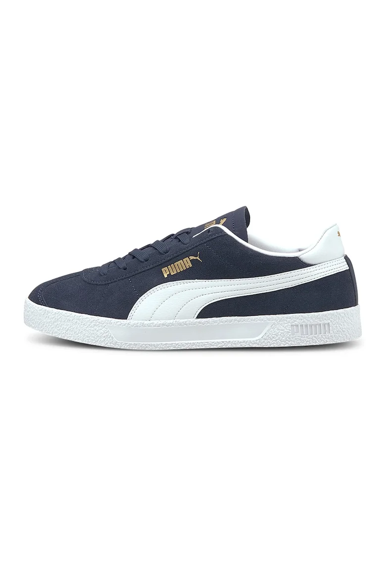 Pantofi sport de piele intoarsa cu logo Club, Alb/Bleumarin