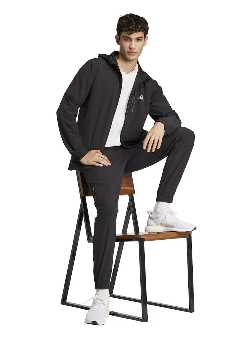 Pantaloni cu croiala conica si talie elastica, Negru