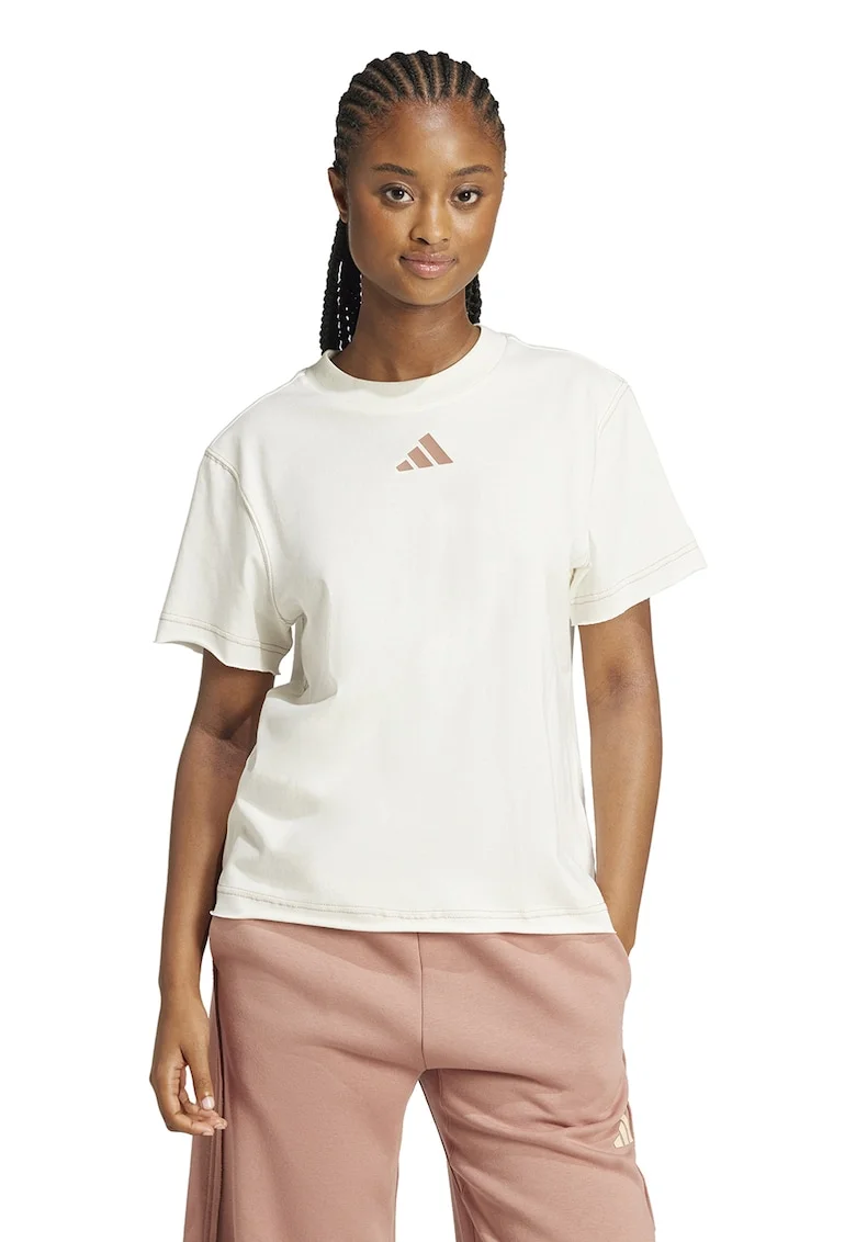 Tricou din bumbac cu imprimeu logo, Alb