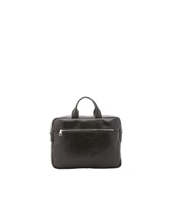 Servieta de piele unisex cu bareta detasabila, Negru