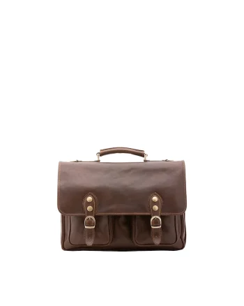 Geanta messenger unisex de piele, Maro inchis