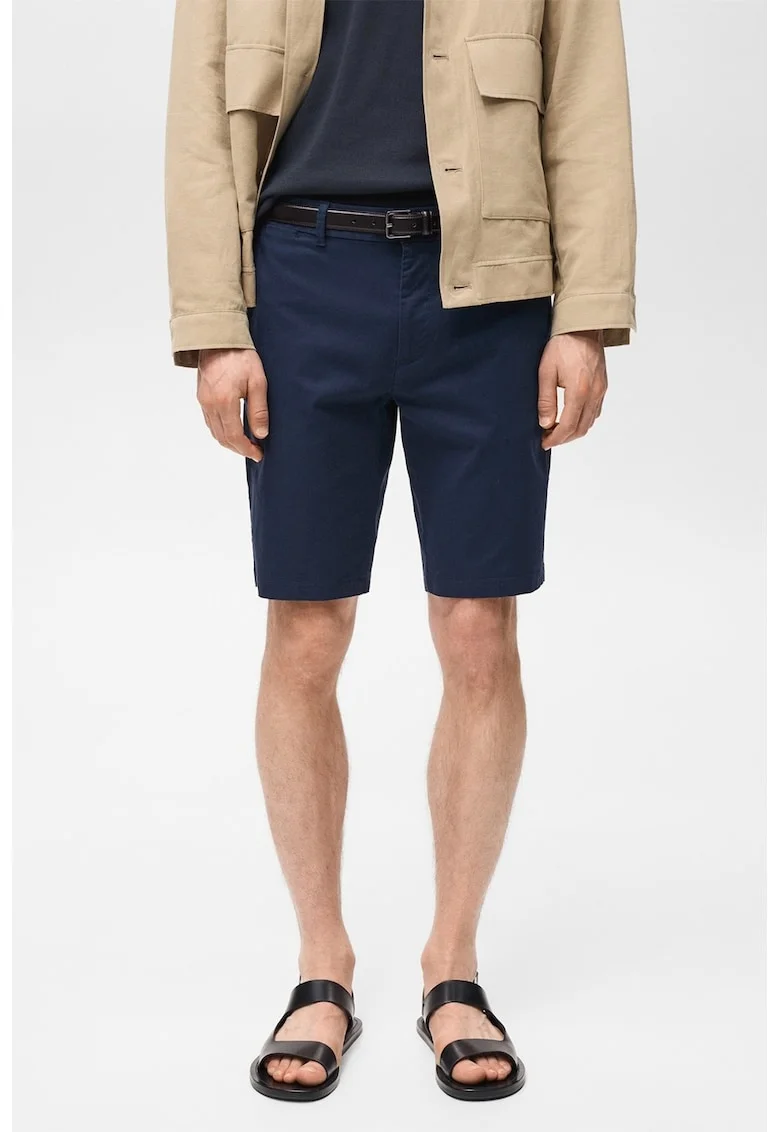 Pantaloni scurti cu talie medie, Bleumarin