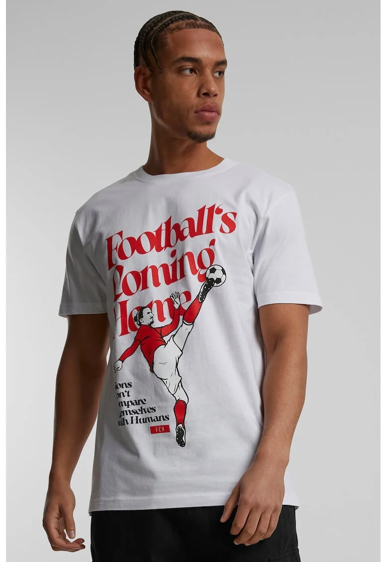 Tricou din bumbac cu imprimeu grafic, Alb/Rosu vermillion