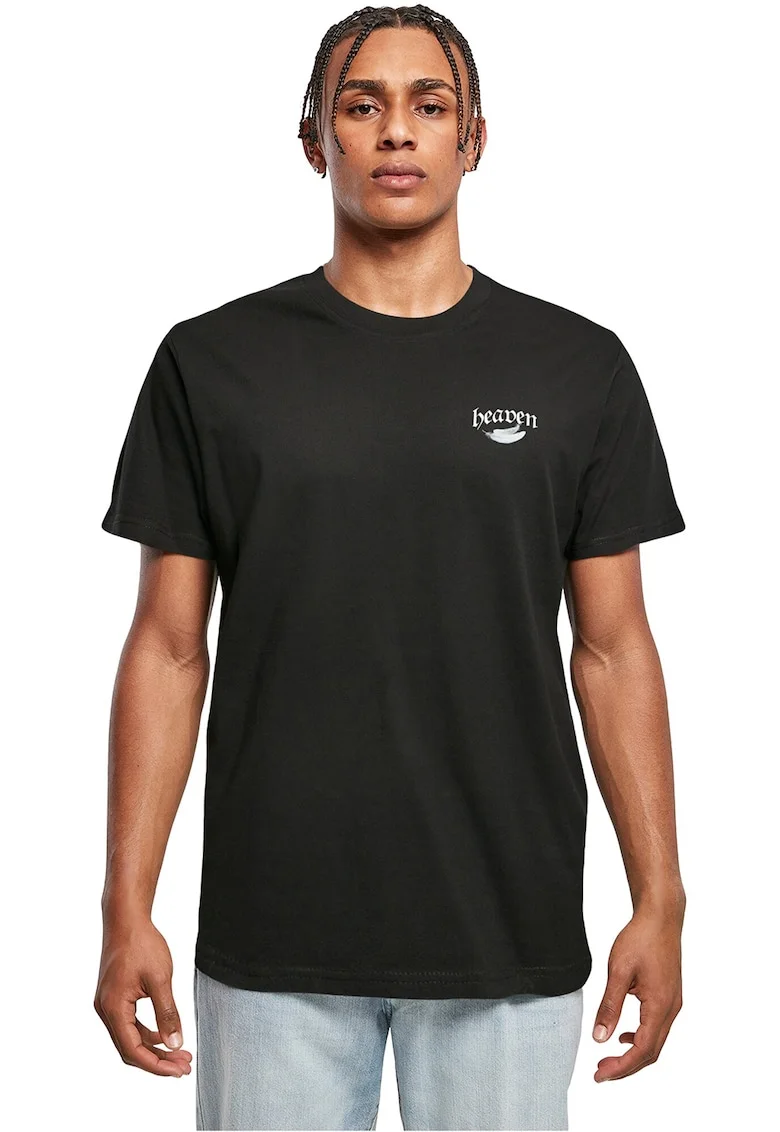 Tricou cu imprimeu aripi, Negru/Alb optic