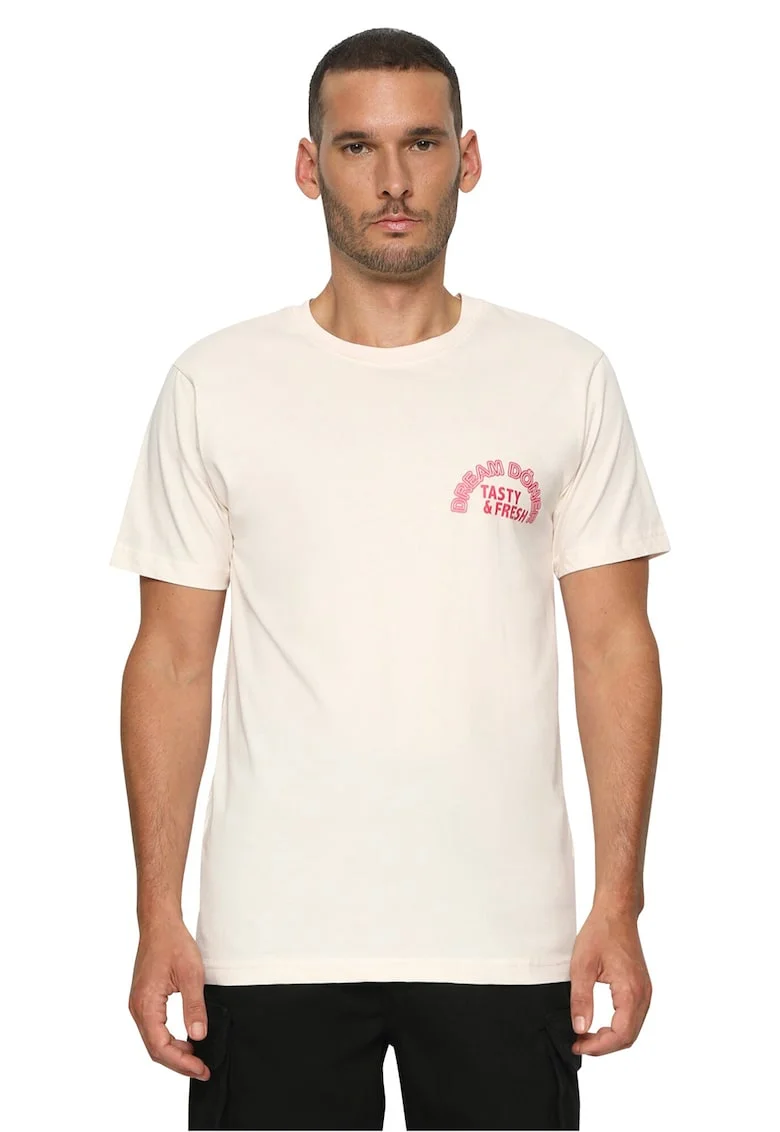Tricou din bumbac cu imprimeu pe partea din spate, Rosu/Crem