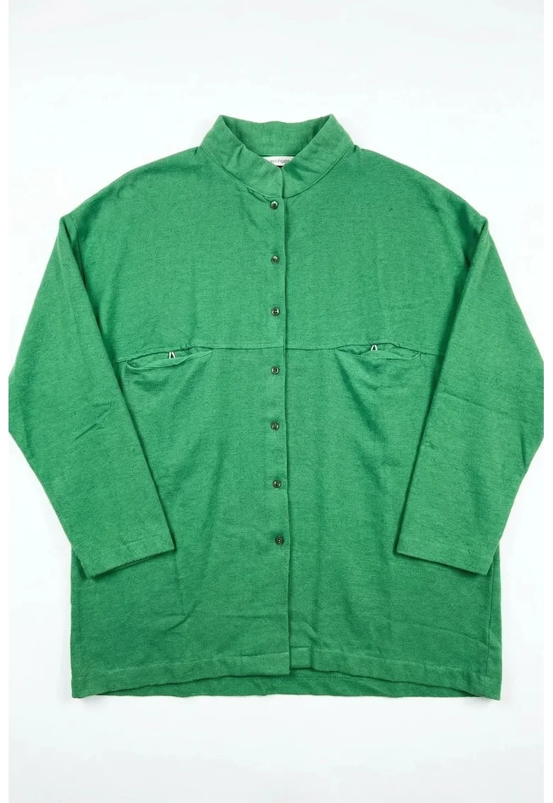 Camasa dama,  supradimensionata, verde, amestec de in si bumbac