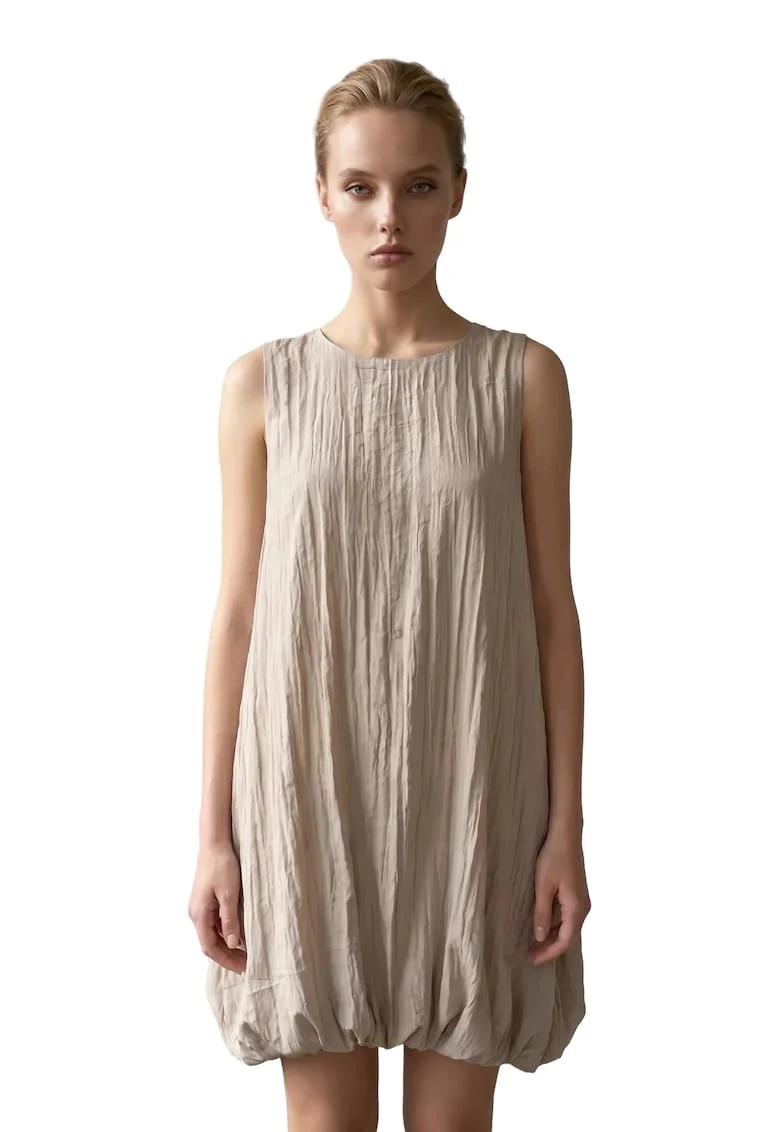 Rochie Mini,  Lejera, Bej, Lyocell