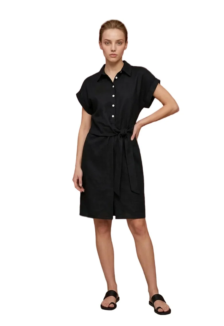 Rochie Camasa Mini,  Casual, Negru, Bumbac