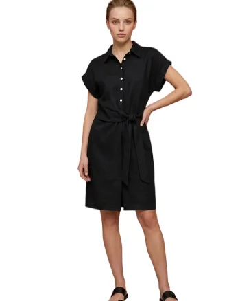 Rochie Camasa Mini,  Casual, Negru, Bumbac