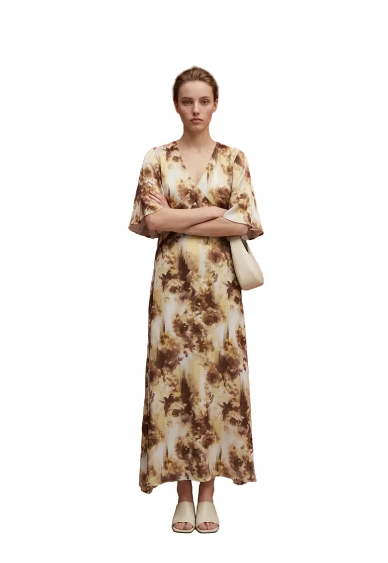 Rochie Midi  decolteu in V, 100% poliester