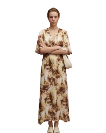 Rochie Midi  decolteu in V, 100% poliester