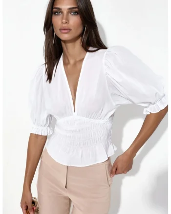 Bluza dama,  volanase, Alb, 100% poliester