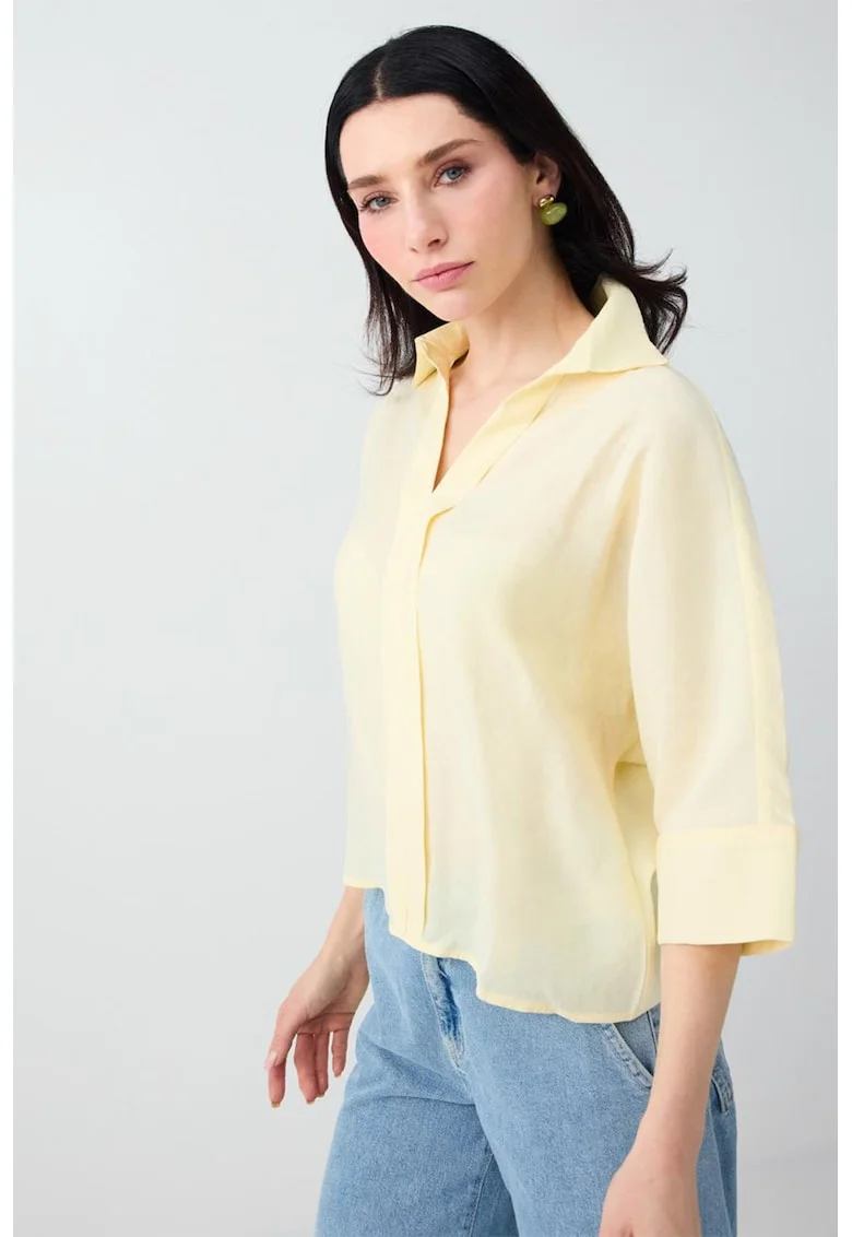 Bluza lejera din amestec de modal cu maneci 3/4