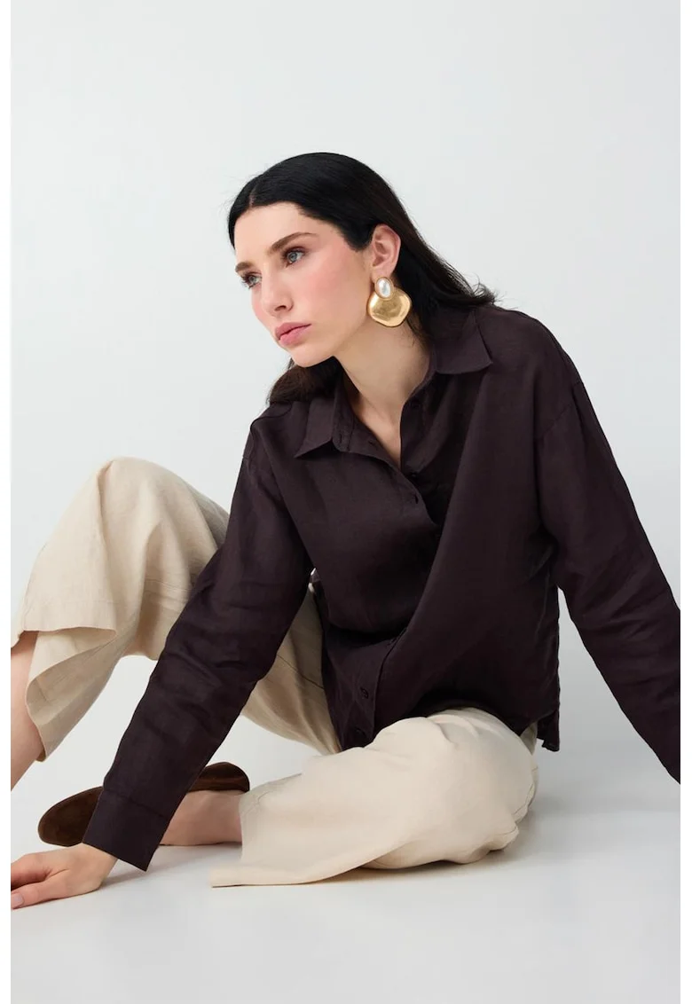 Pantaloni de in cu croiala ampla si buzunare