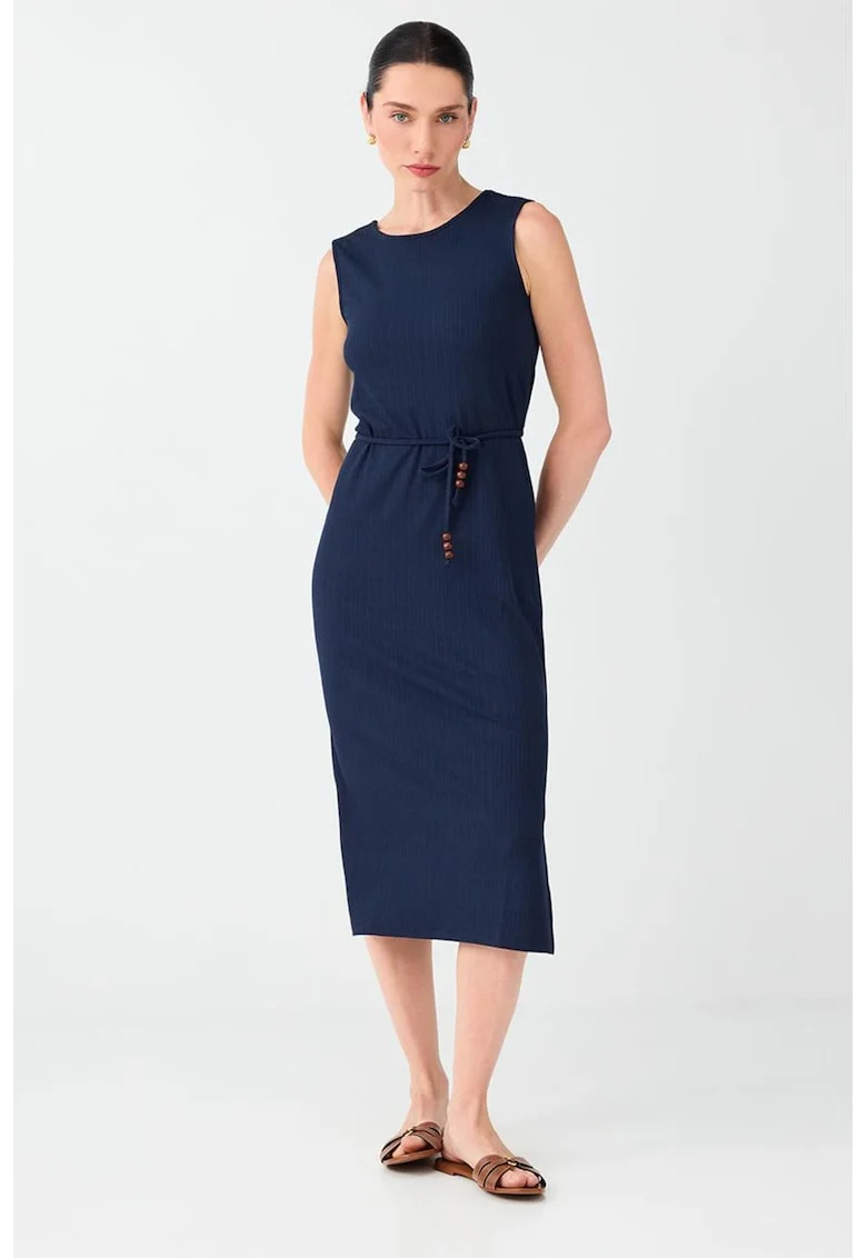 Rochie midi uni cu cordon