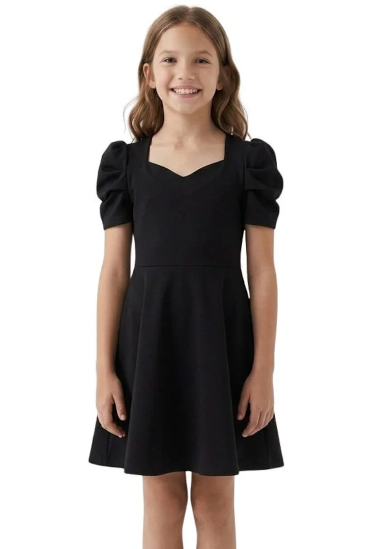 Rochie fete,  Vesper, Poliester, Elegant, Scurta, Negru, Negru