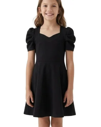 Rochie fete,  Vesper, Poliester, Elegant, Scurta, Negru, Negru