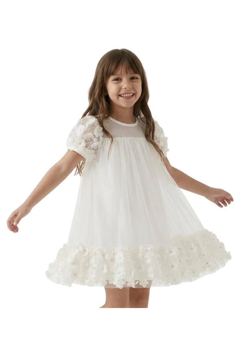 Rochie fete, ZOYA Fashion, Romy, Poliester, Elegant, Scurta, Alb, Alb