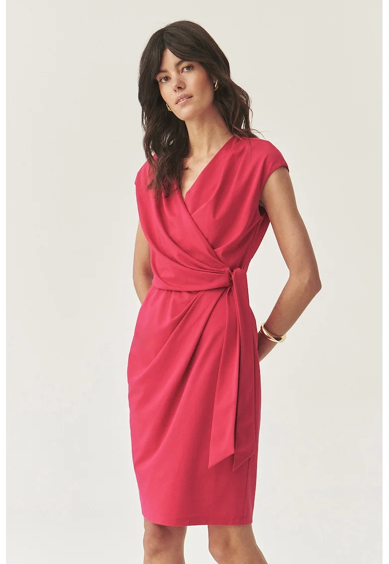 Rochie cu model petrecut, fara maneci, Rosu