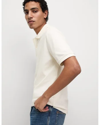 Tricou polo regular fit, Crem